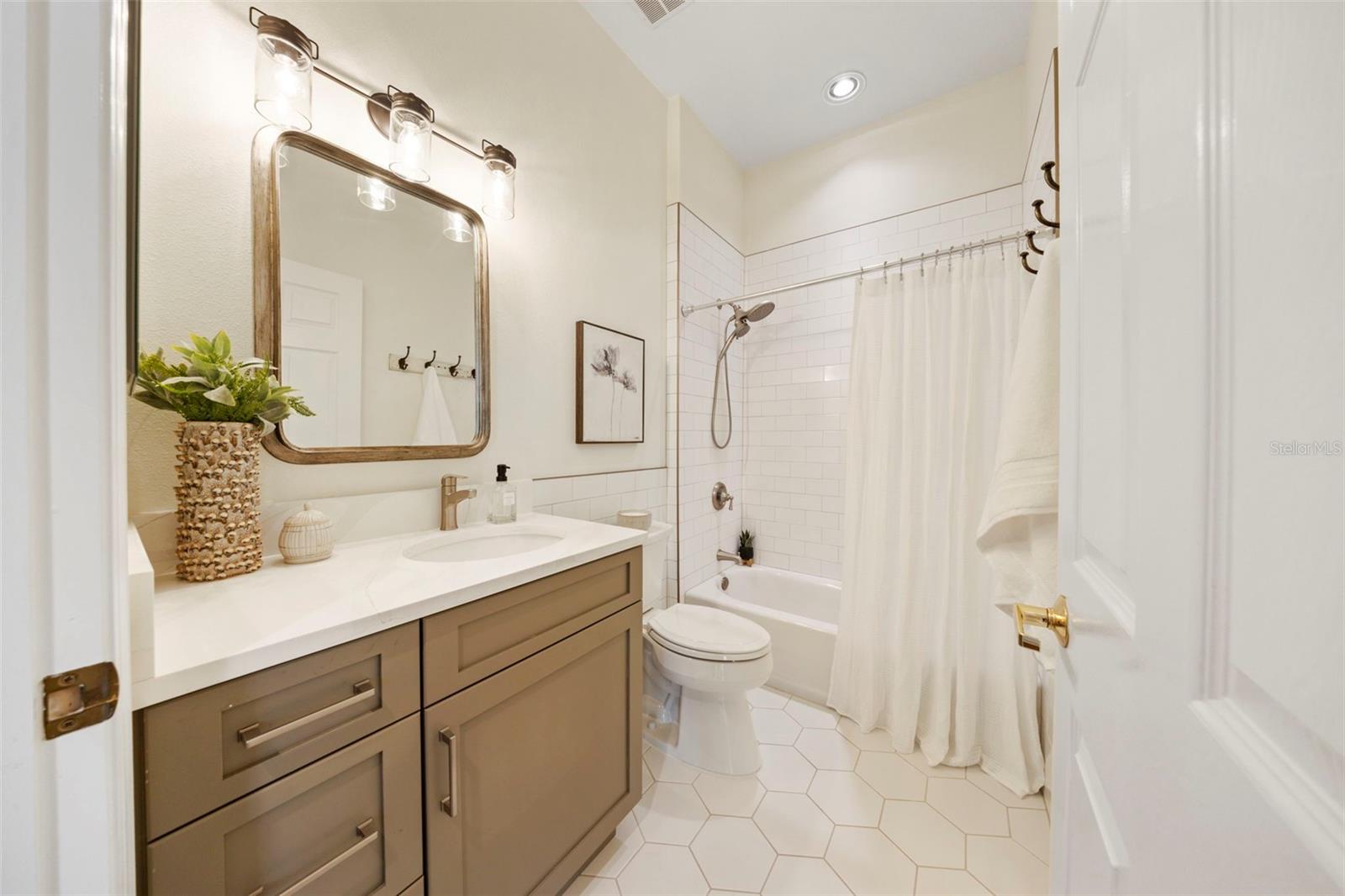 Remodeled guest bathroom.