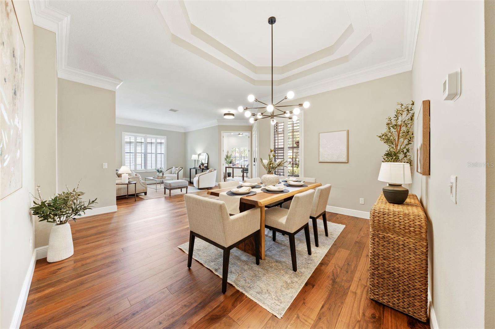 Dining living room in front of house.