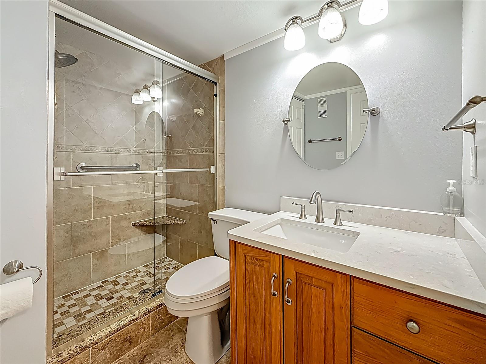 Closer look at the nice shower in the primary bathroom