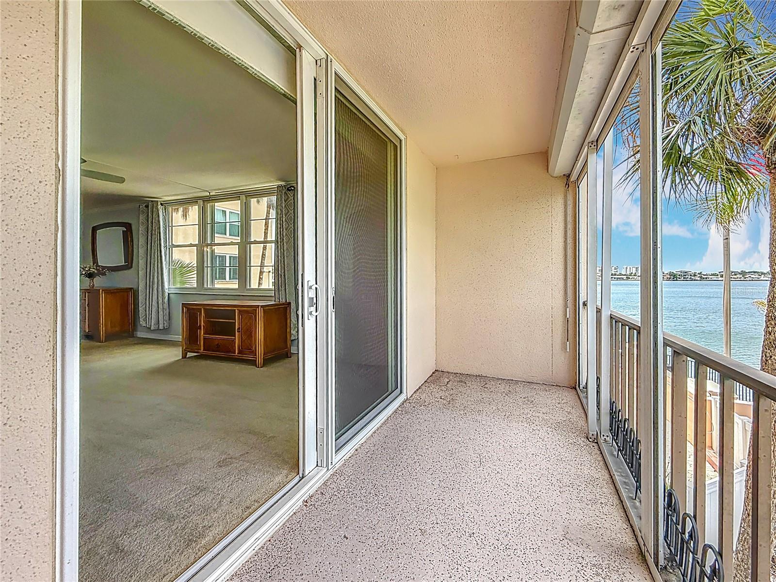 Another look at the balcony with the sliders that are hurricane rated.