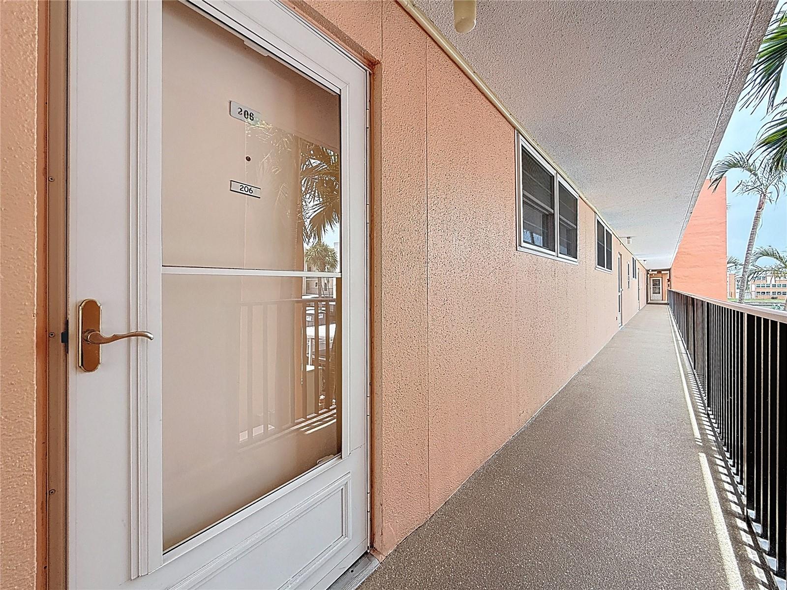 This shows your front door looking down the walkway of the 2nd floor.