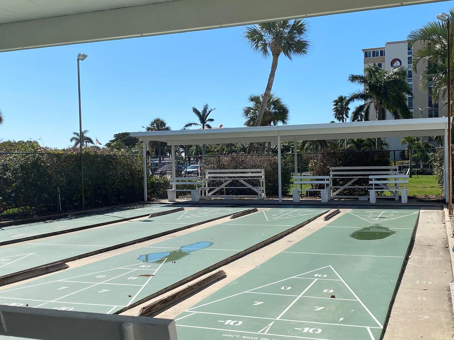 There are shuffleboard courts located in Bay Island