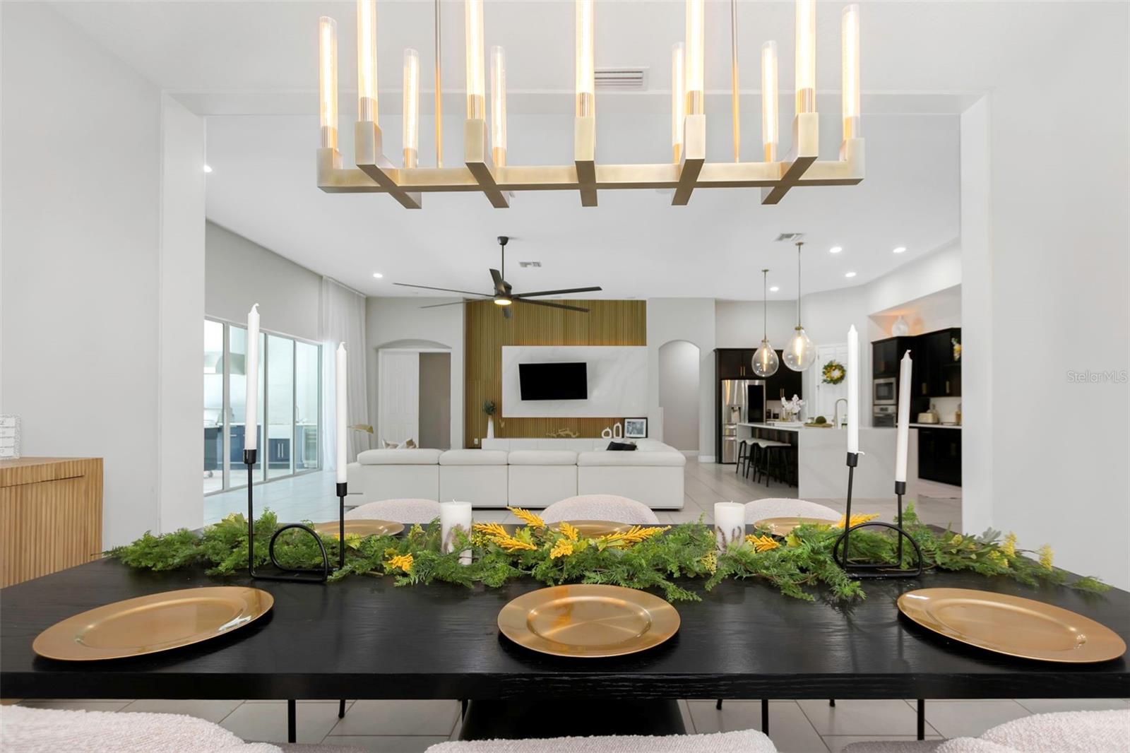 Dining Room with gorgeous dining light