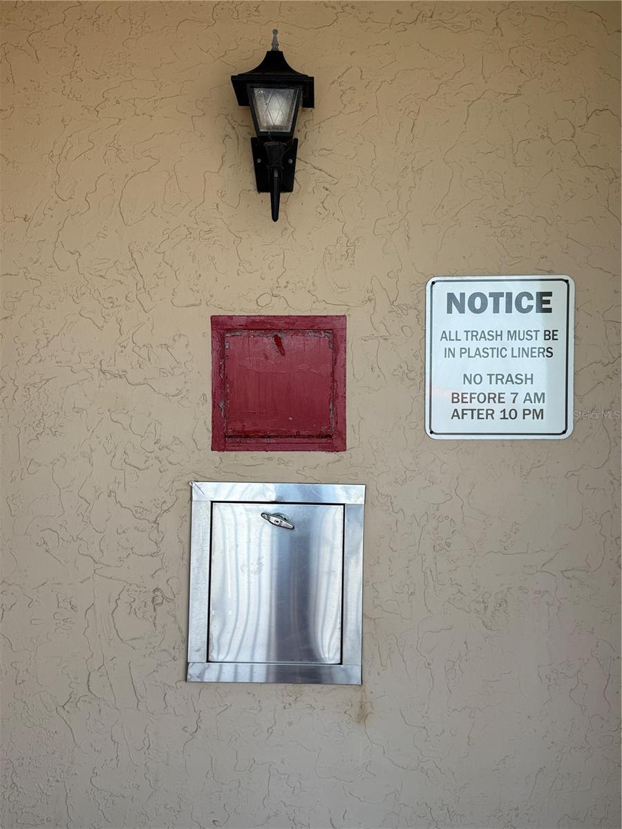 Convenient trash shoot just around the corner