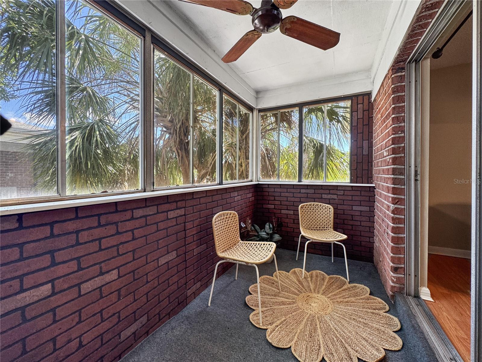 All enclosed porch area