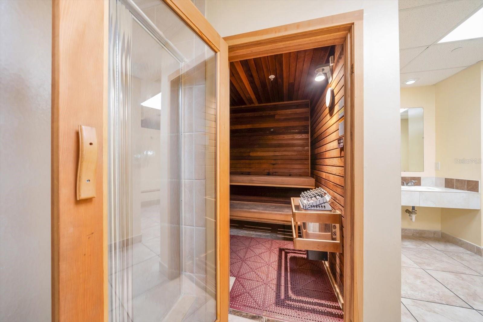Sauna entrance located in Women's Shower Room