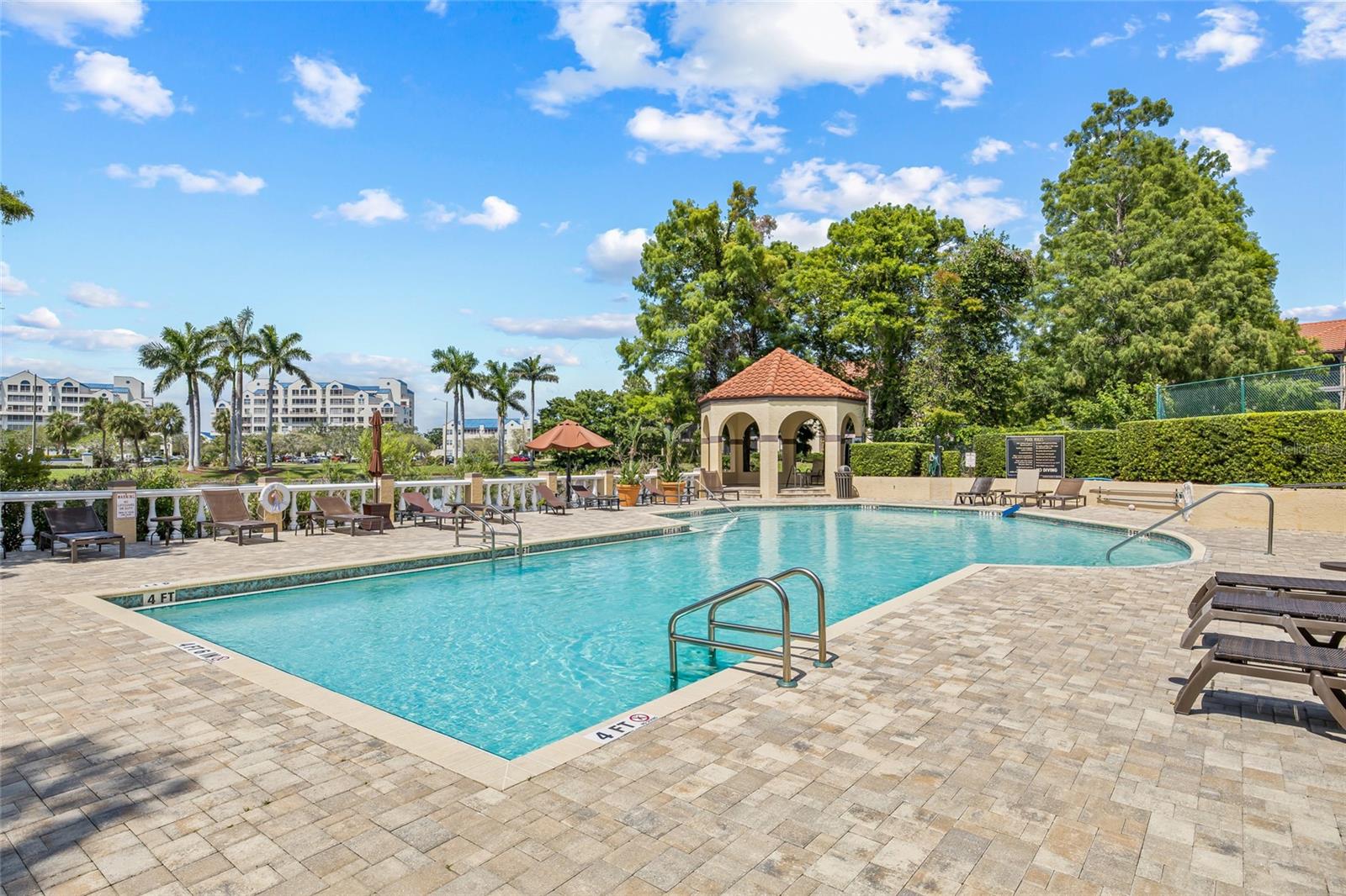 No matter at what angle, the beautifully maintained pool area, showcases ample lounge space and scenic surroundings.
