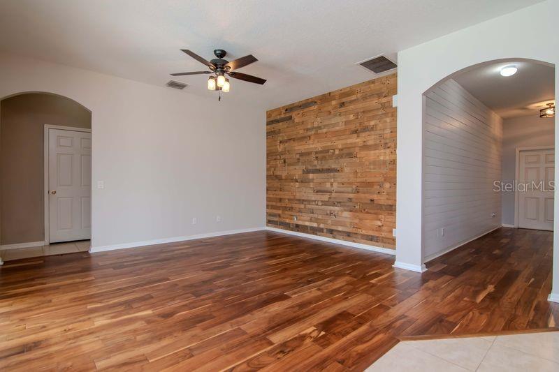 Family Room with wonderful accent wall.