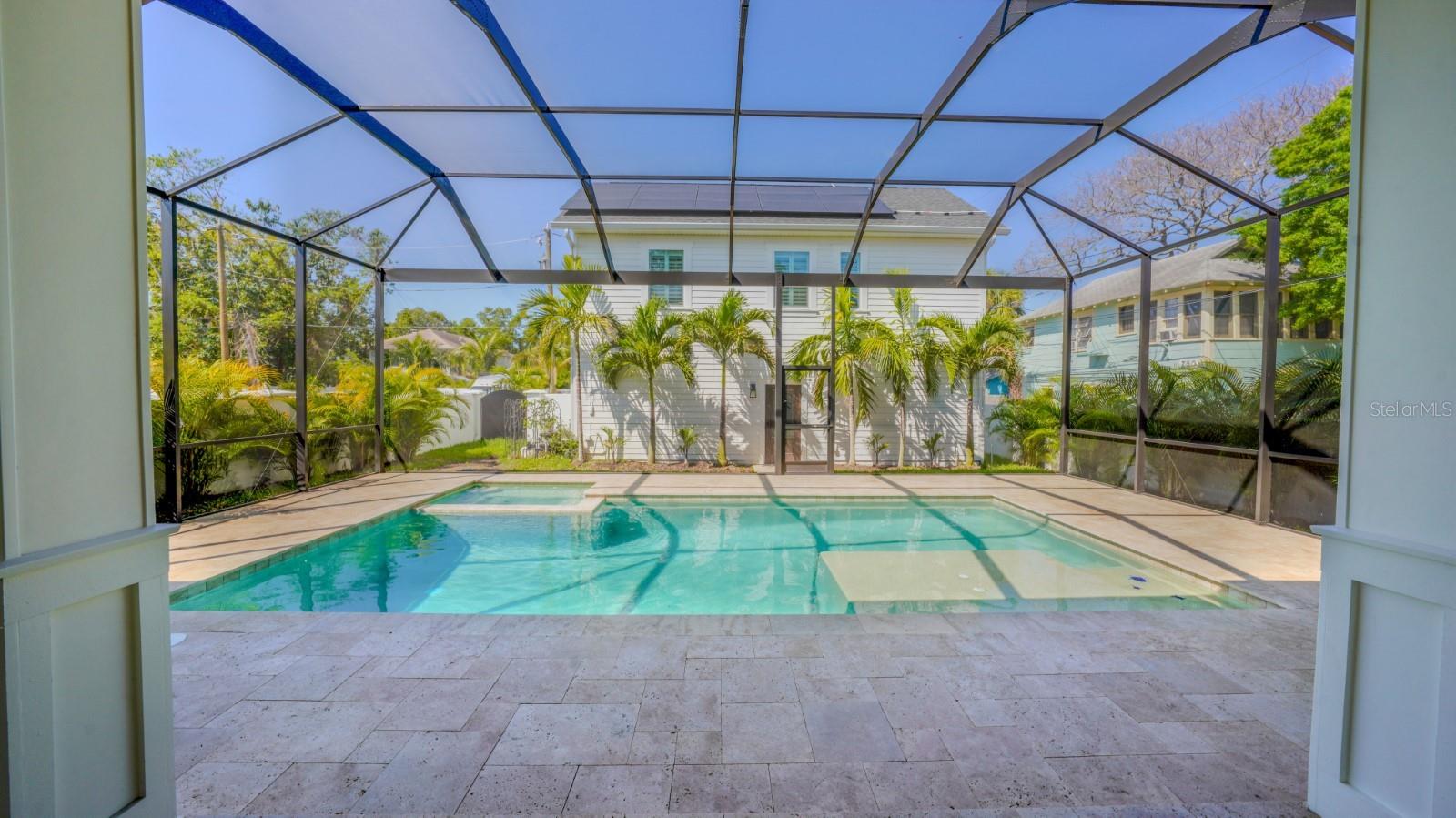 Pool with side ledges for sitting