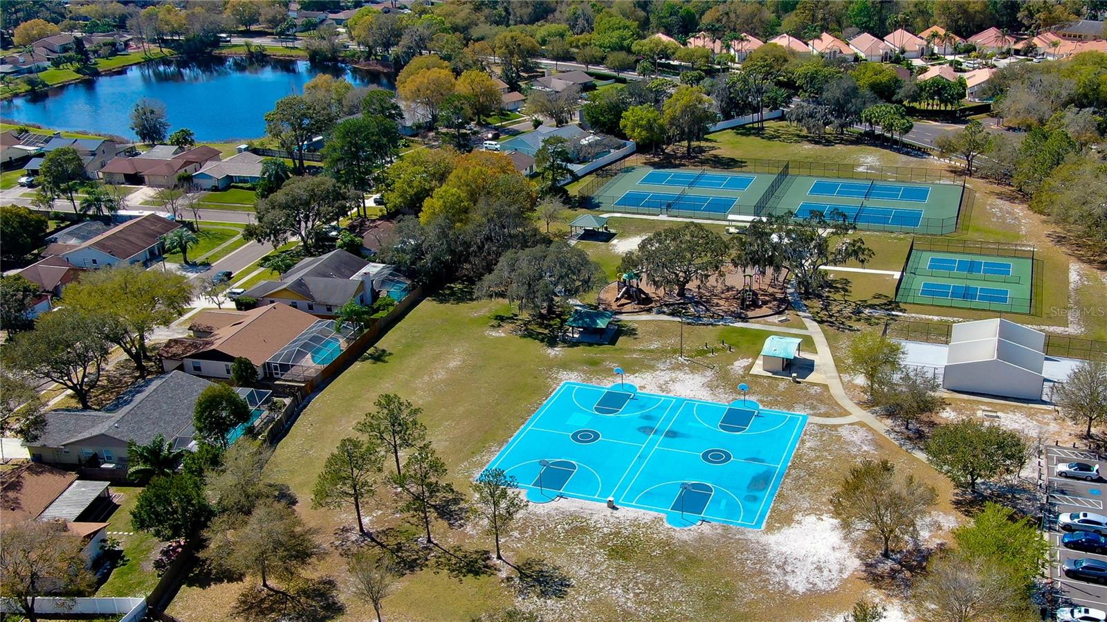 Community tennis, basketball courts, and park!