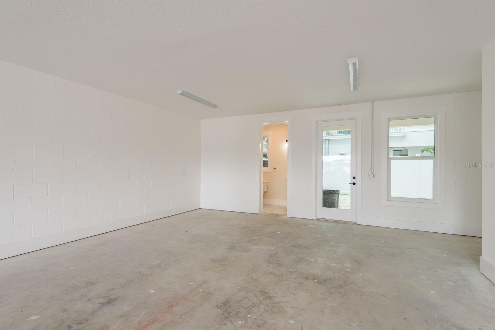 Garage bathroom / door to backyard