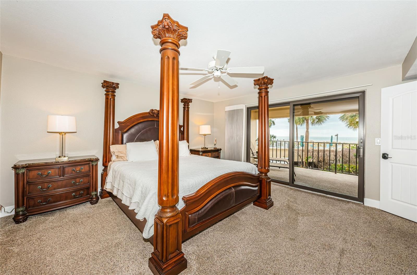 Primary bedroom suite with Slider to the Gulf front balcony