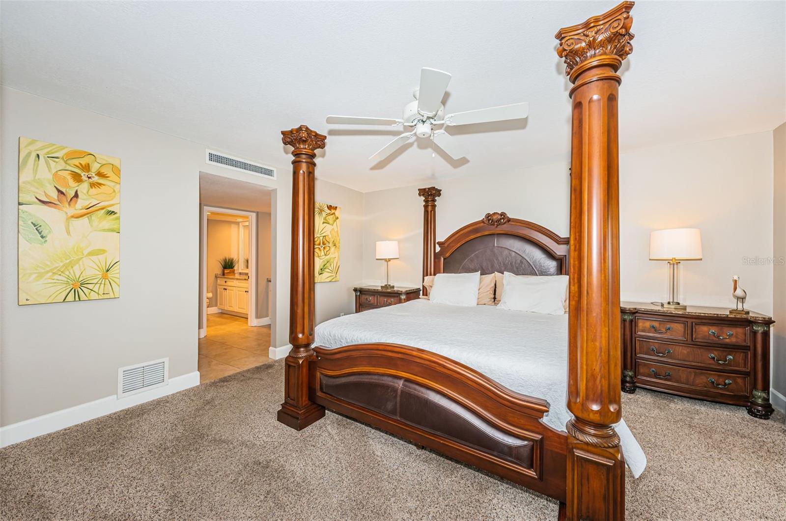 Primary bedroom suite; door in the middle is to the ensuite bathroom