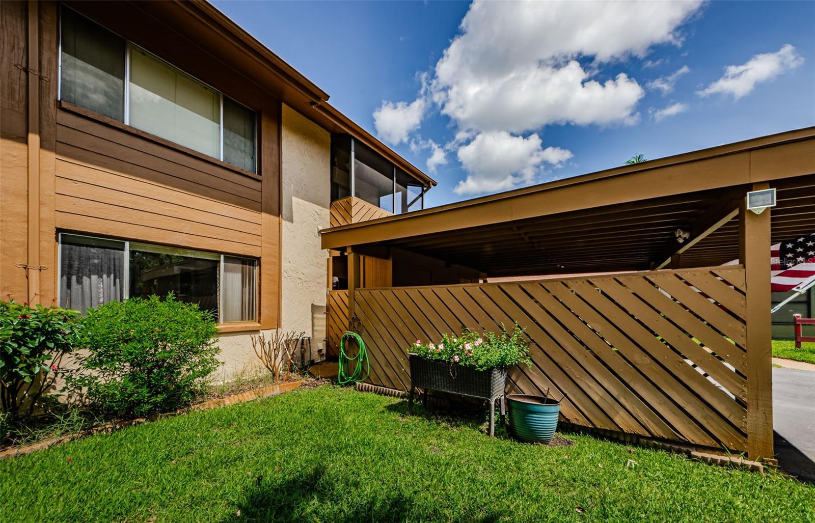 Side view of the carport