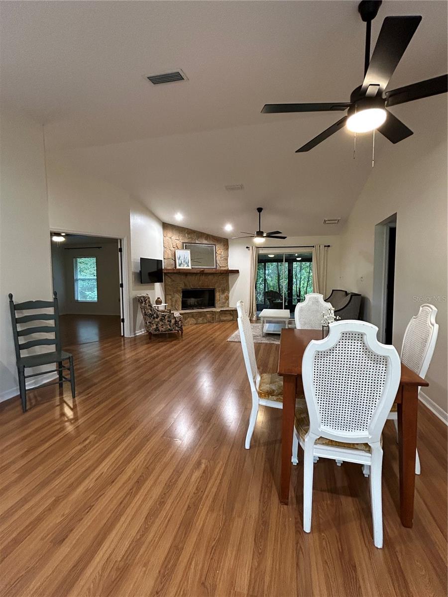 New fans and recessed lights in family area