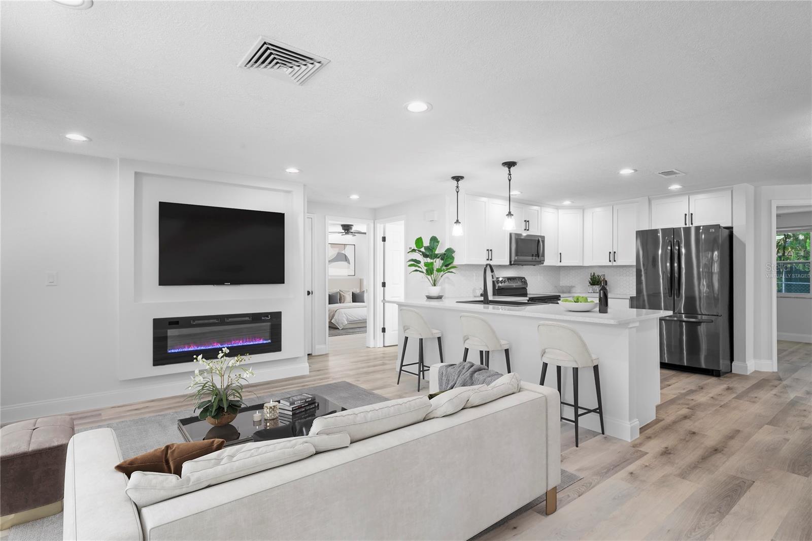 Living room virtually staged