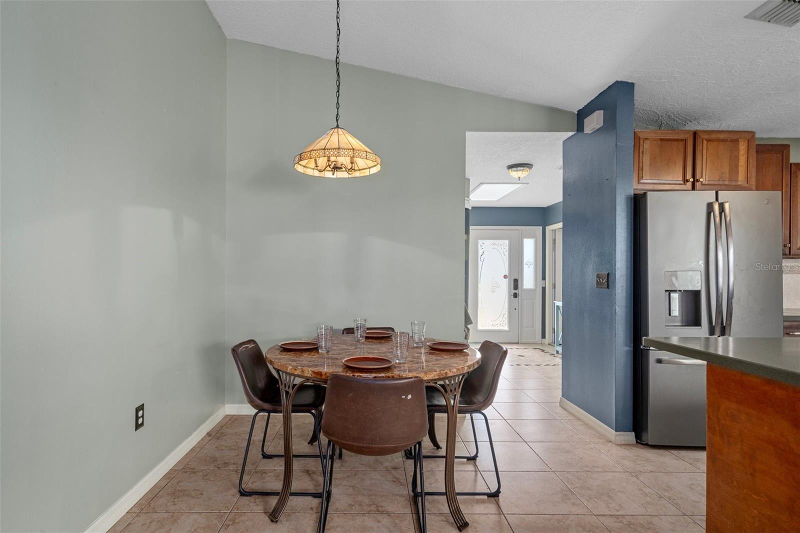 Extended bar for extra bar stools/serving space.
