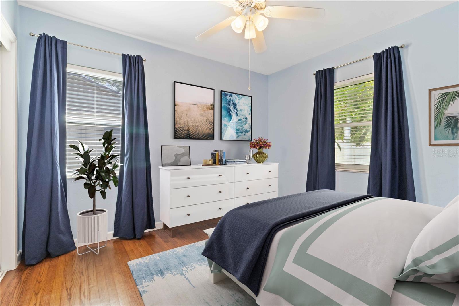 Virtually staged 2nd bedroom.