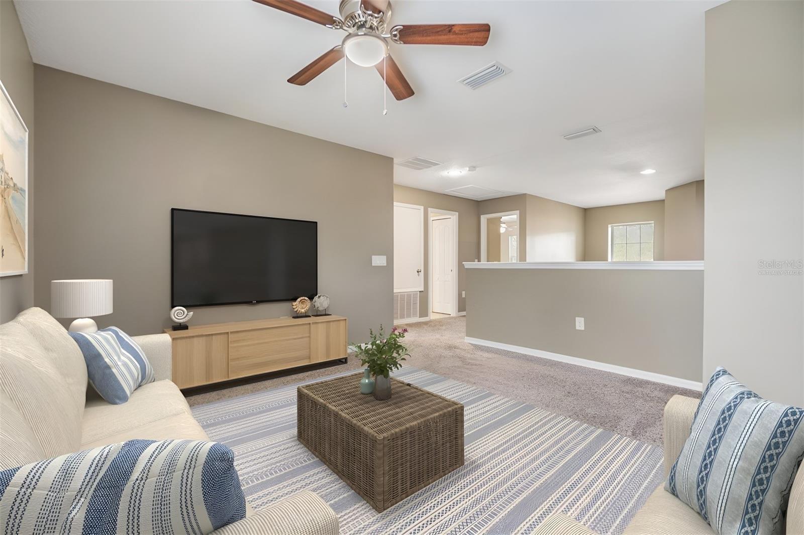 Loft provides extra space to make your own. Virtually staged