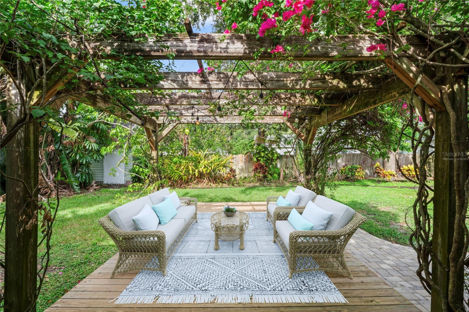 Virtually Staged Backyard Deck area