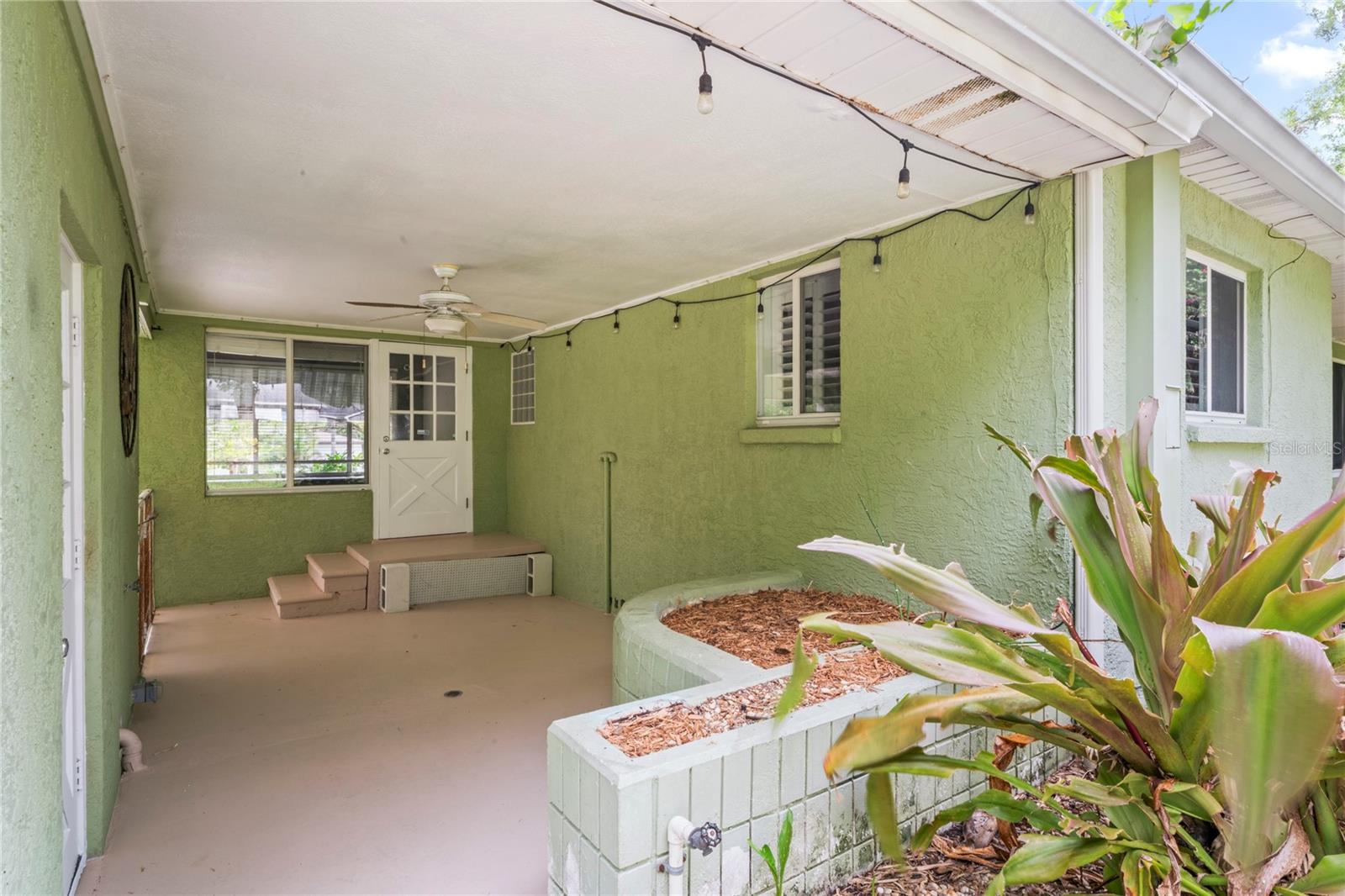 Covered Patio with Built-In Planter for garden or plants