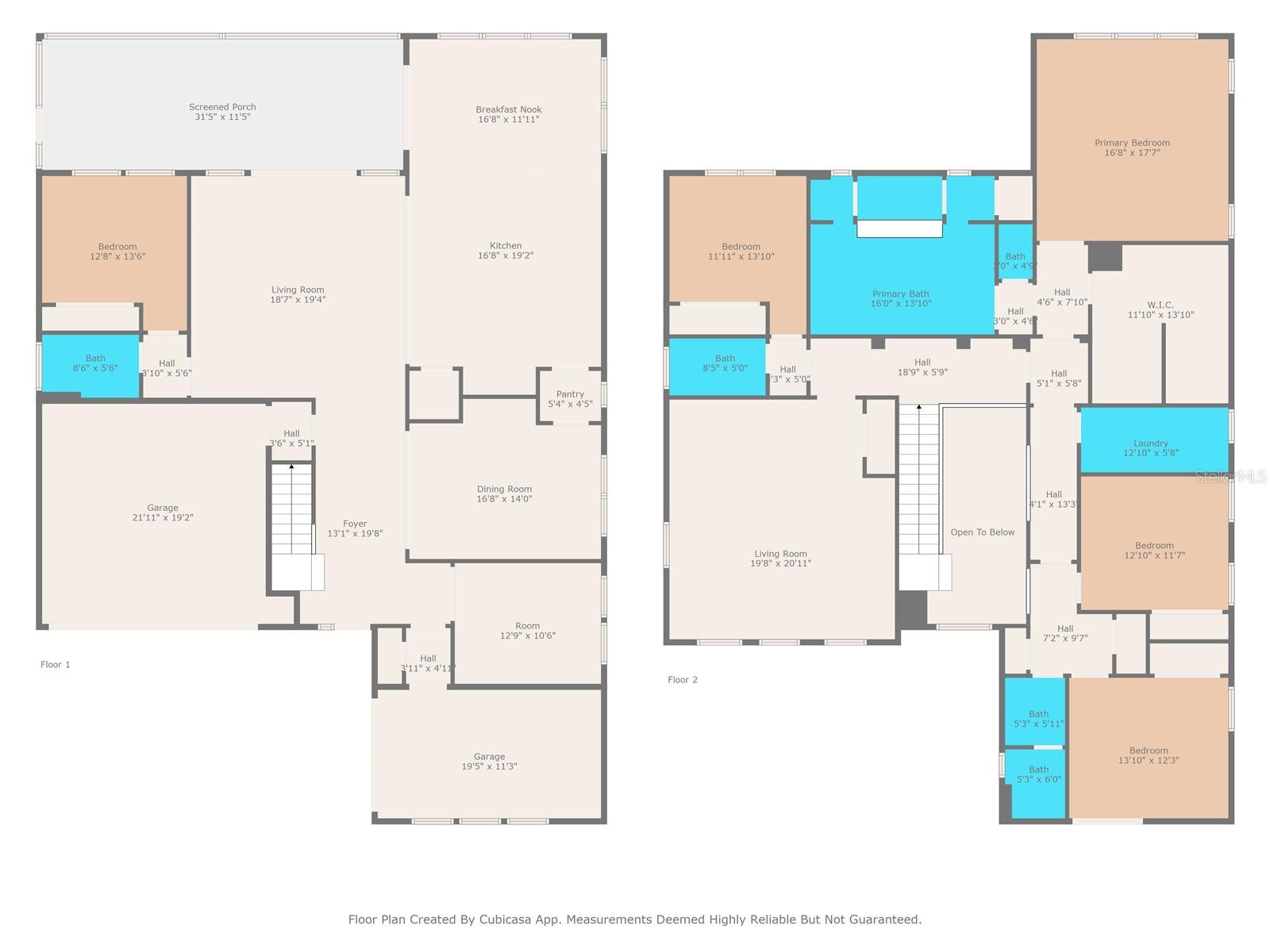 Floorplan. Note first floor "room" off the garage is an office/den, and second floor "living room" is the bonus room/loft.
