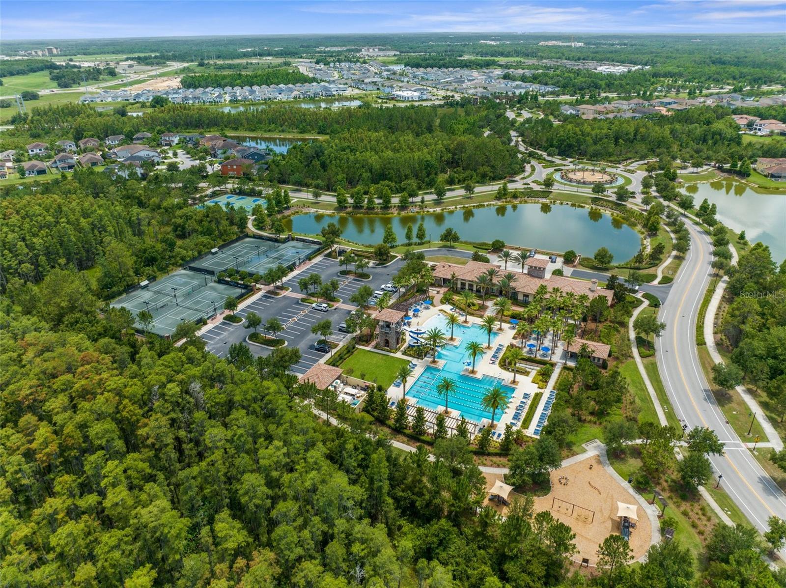 Drone shot of amenities.