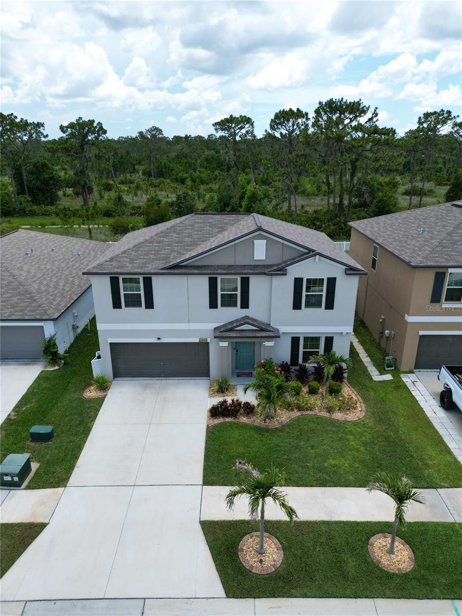 Aerial front view of home