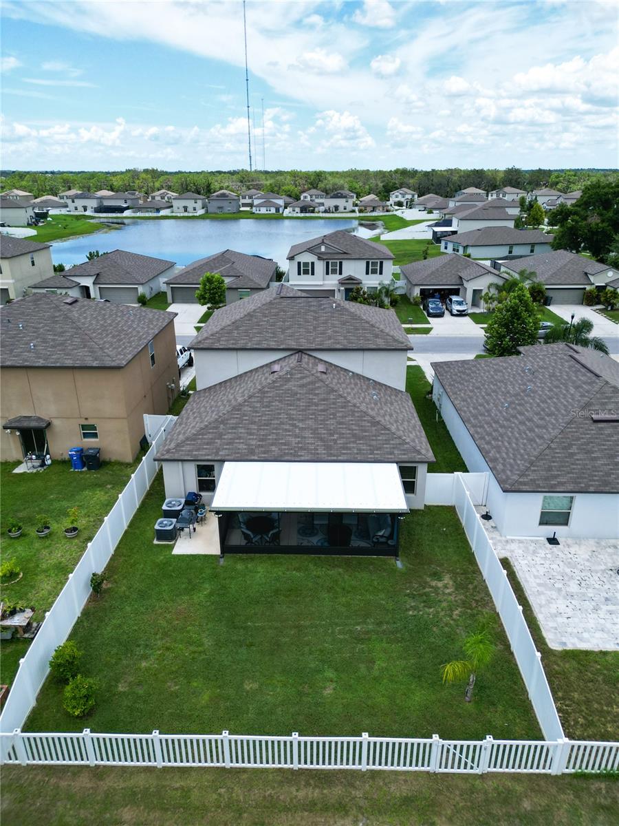 Aerial rear view of home