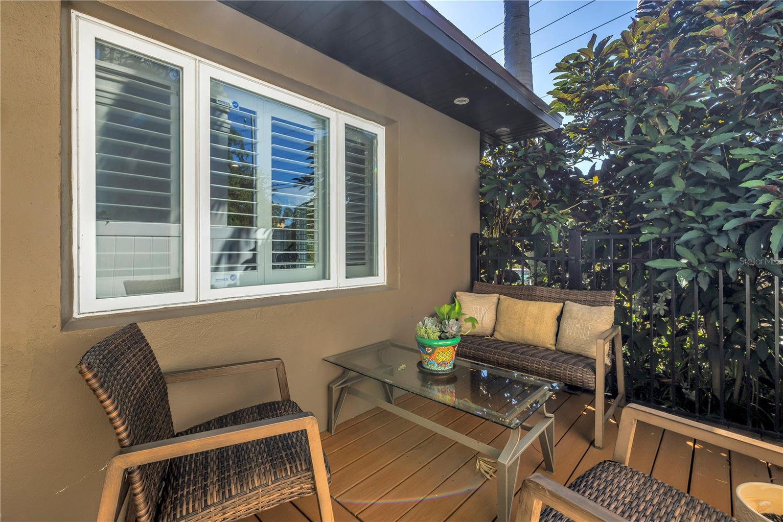 Side porch perfect for morning coffee