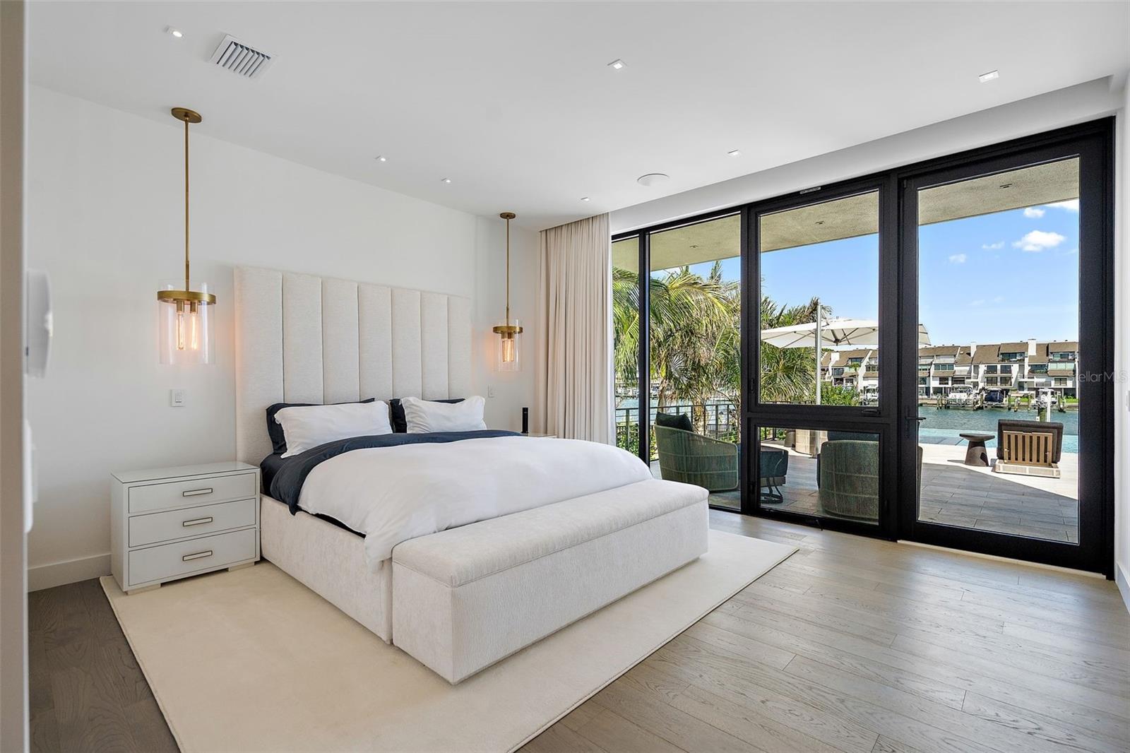 Primary bedroom with water views