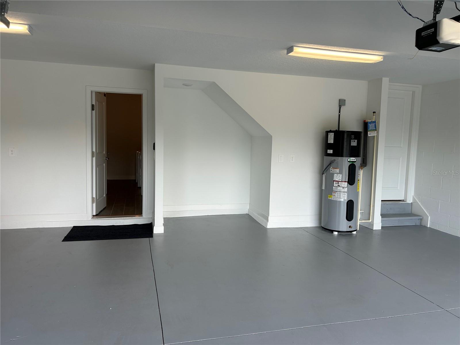 Large Garage with High Gloss Concrete Floor