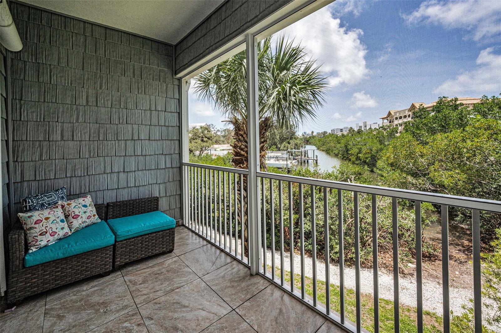 Screened balcony off the Living Room