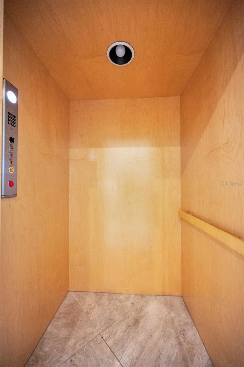 Elevator servicing all three floors