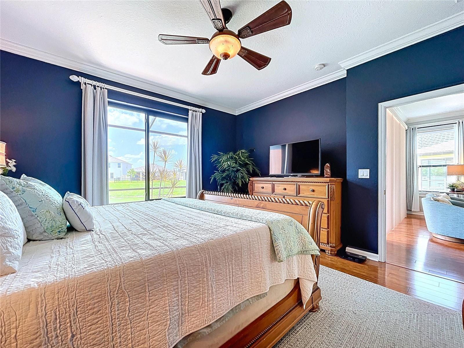 Primary Bedroom with Pond view