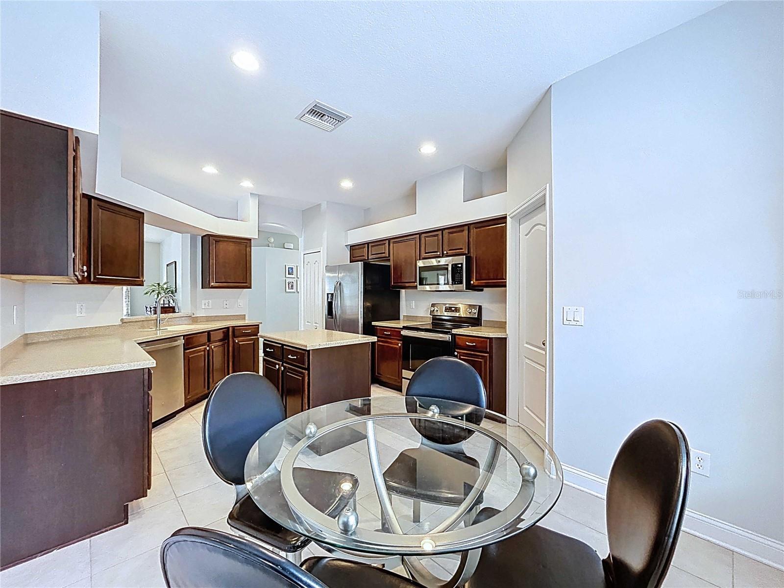 Kitchen view from built-in bench