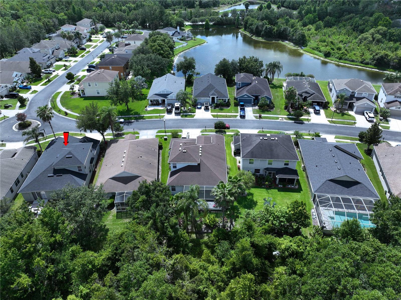 Aerial view of back of home