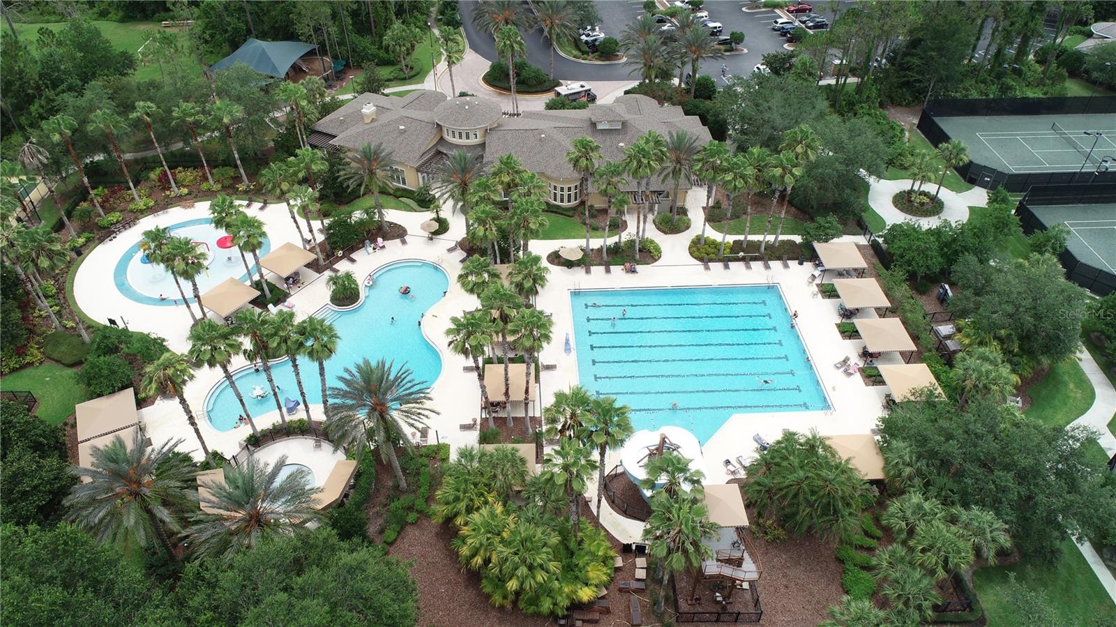 Aerial view of the club amenities at Seven Oaks