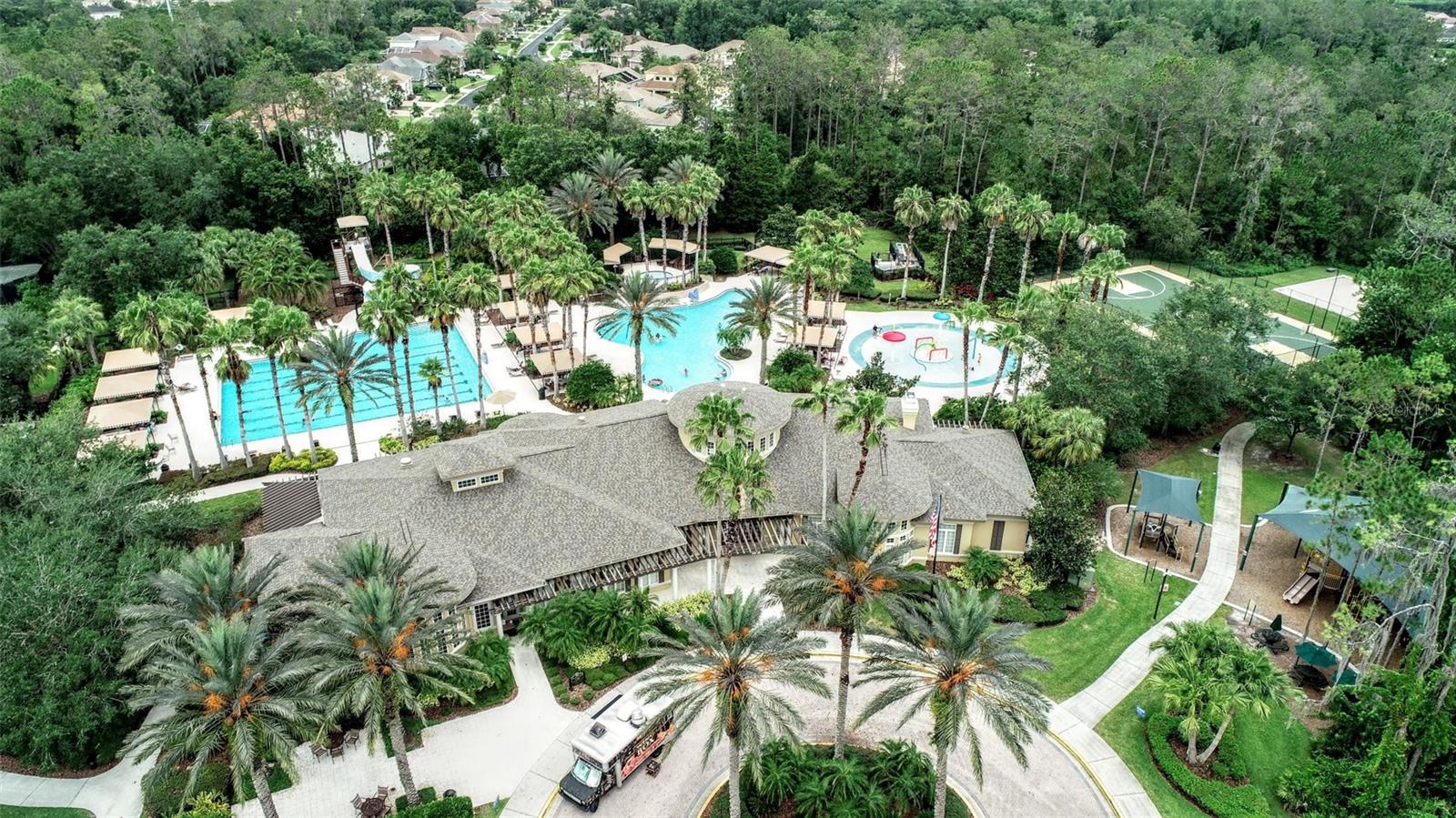 Aerial view of the club amenities at Seven Oaks