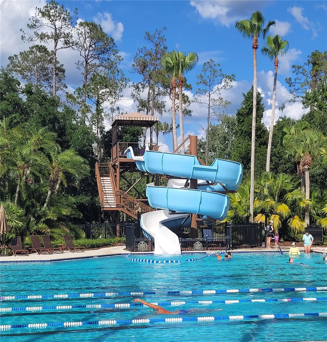 2 story sliding board and junior olympic size lap pool