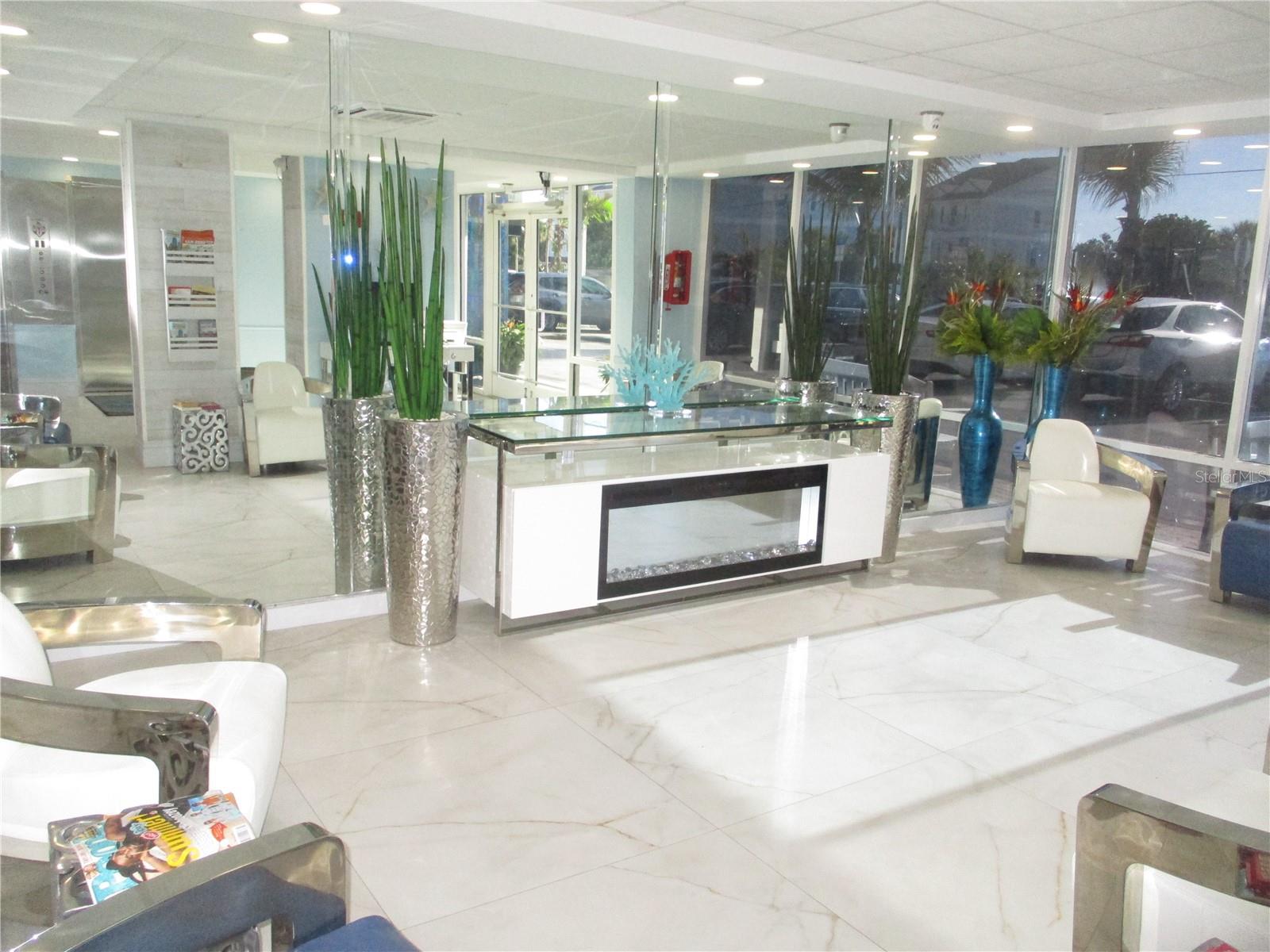 Lobby area tastefully remodeled.