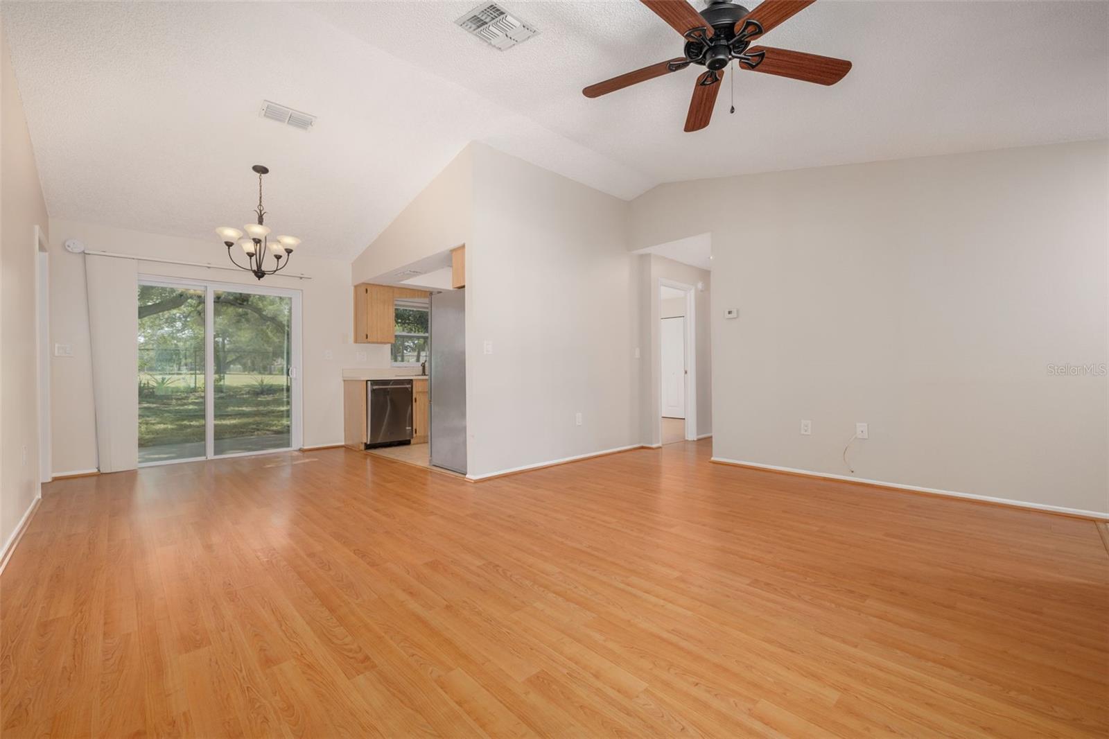 Living room and dining room