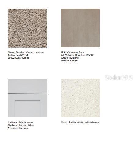 Design Selections.  Home is under construction and selections are subject to chang.e