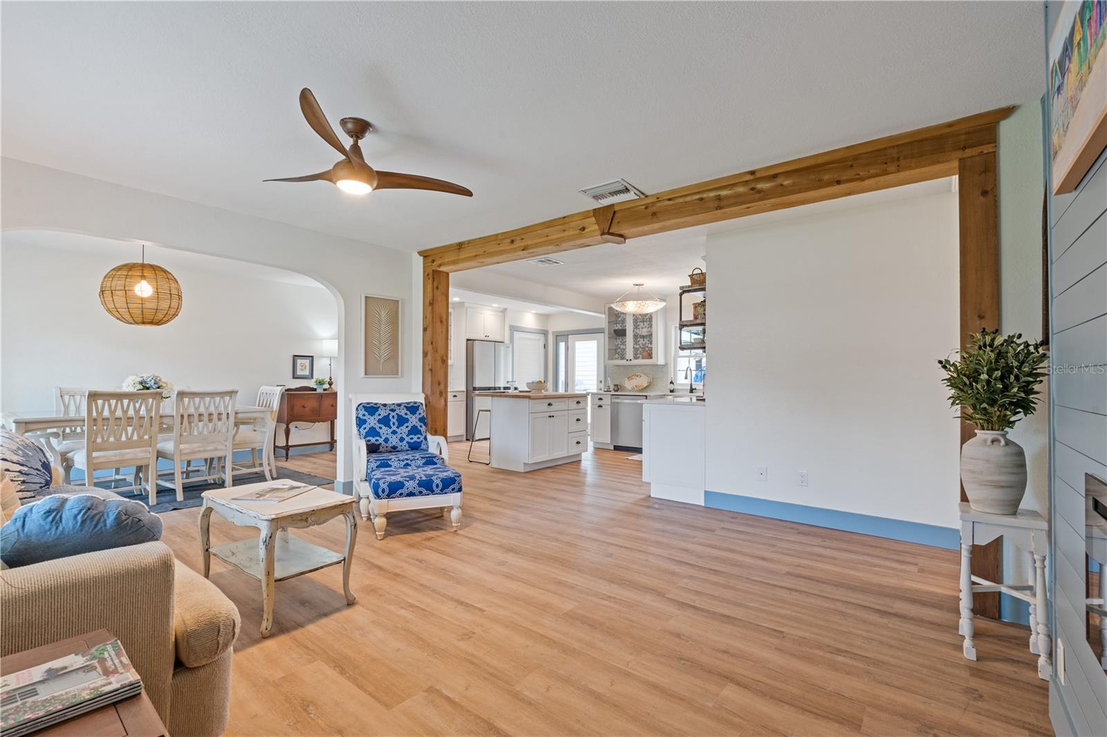 Large open floor plan.  Living Room with access to both the beautiful new kitchen and Formal Dining Room.