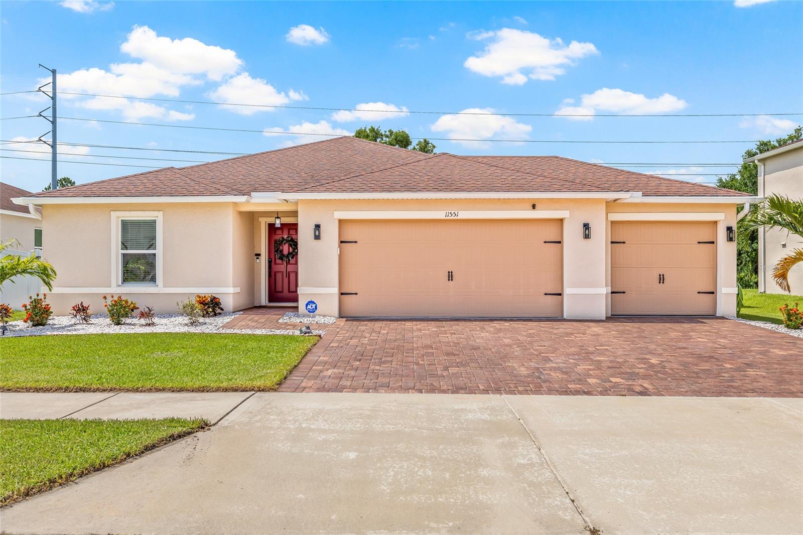 Three-car garage