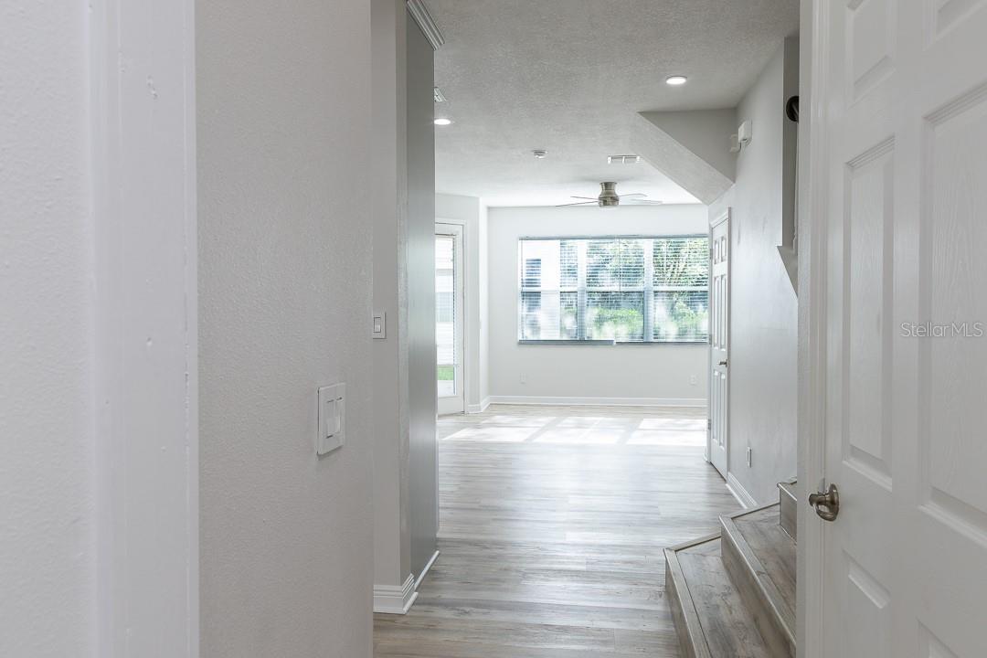 View of first floor from the laundry room threshold