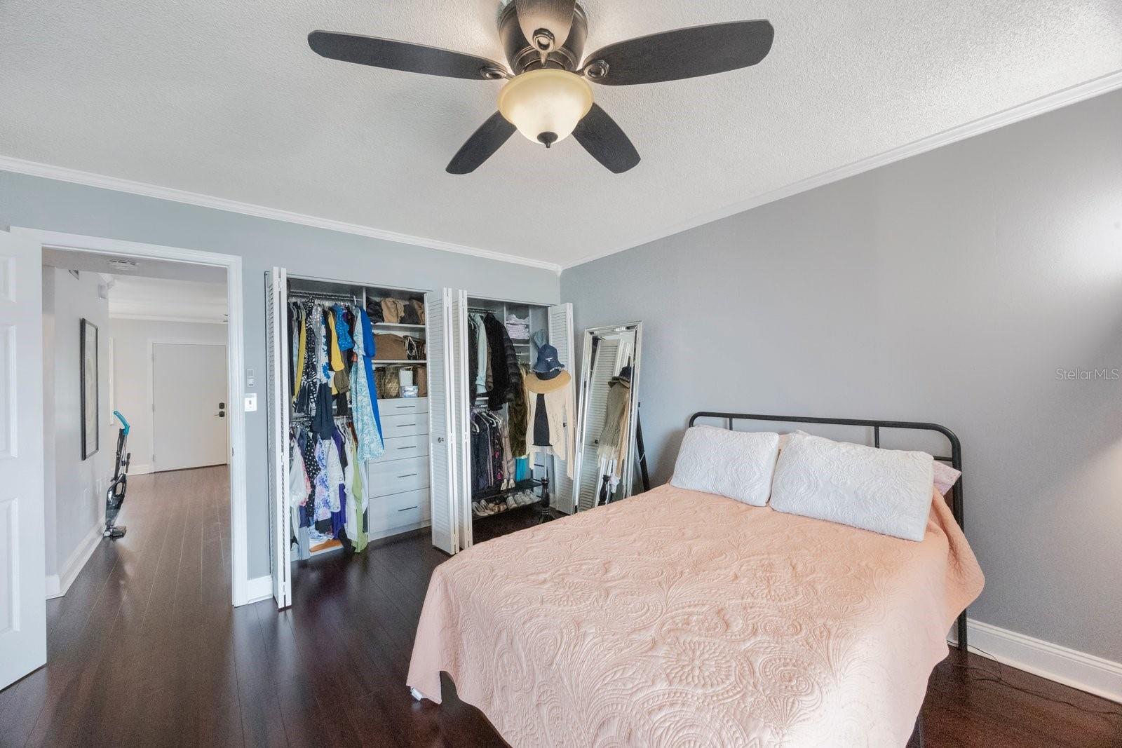 Spacious bedroom with system organizer in the closet