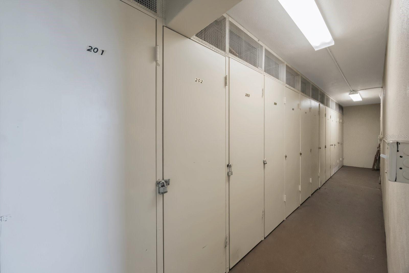 Secured storage space for each unit on the same floor