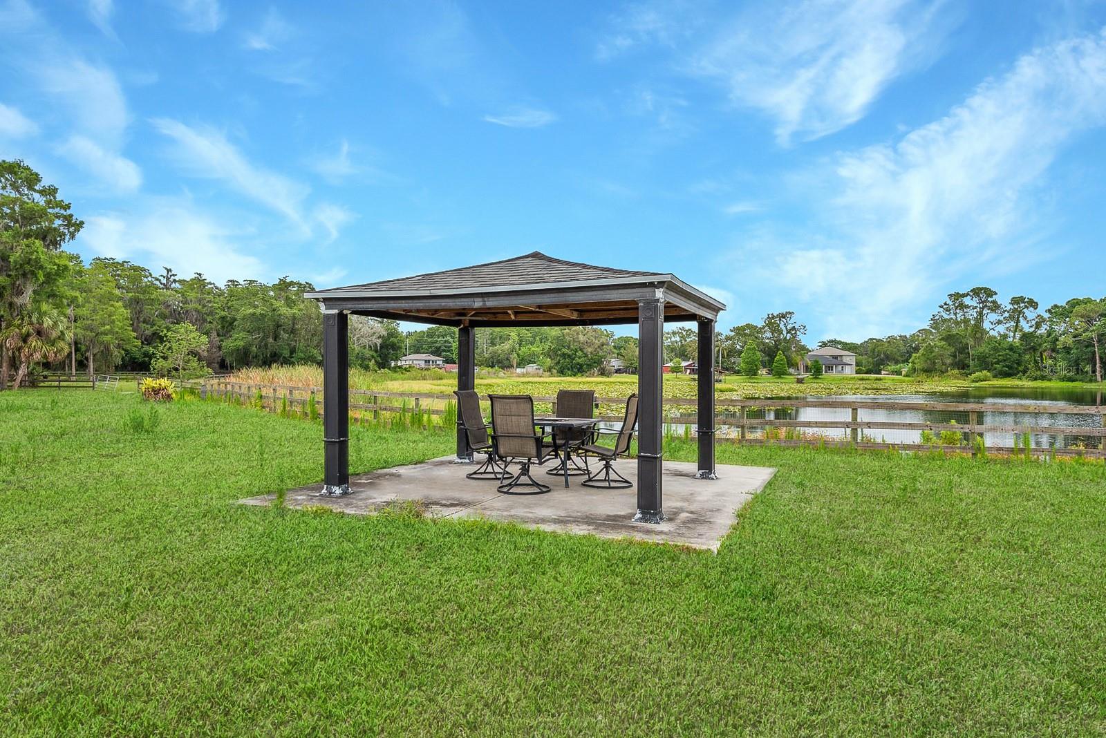 Pavilion overlooking Pond