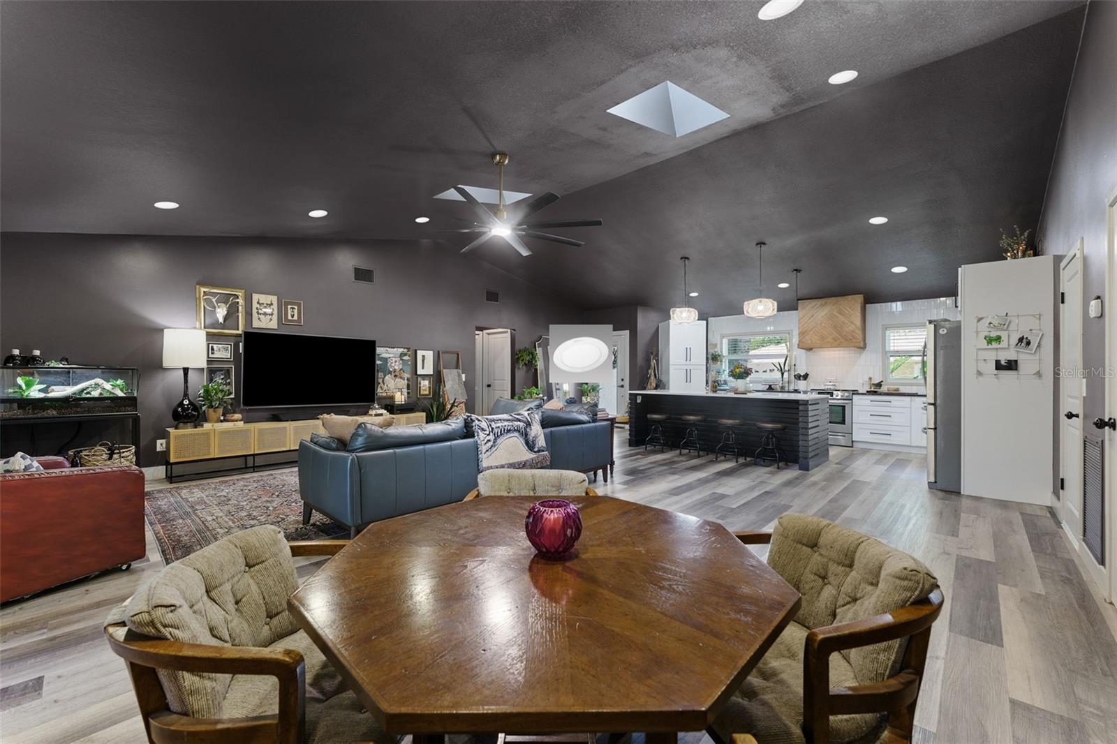 Great room with living, kitchen and dinning